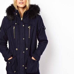 ASOS Wool Parka With Faux Fur Hood